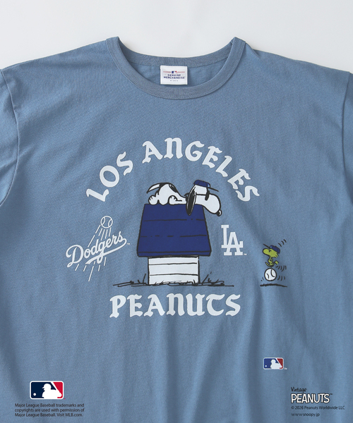 Vintage PEANUTS(ビンテージピーナッツ)の「PEANUTS / ピーナッツ 別注 MLB ベースボール プリントTシャツ(Tシャツ/カットソー・メンズ・ブラック系その他/グレー/アイボリー/エメラルドブルー/ホワイト・MEDIUM/LARGE)」の13枚目の写真
