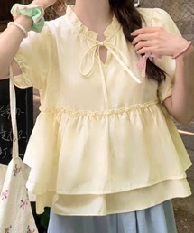 エアリーフリル ティアードブラウス