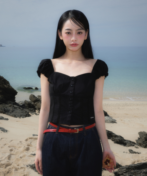 ROSEFRANTZ（ロゼフランツ）の「Lace Shirring Crop Blouse [Black]（シャツ/ブラウス・レディース・ブラック・SMALL/MEDIUM）」の6枚目の写真