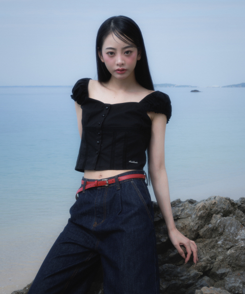 ROSEFRANTZ（ロゼフランツ）の「Lace Shirring Crop Blouse [Black]（シャツ/ブラウス・レディース・ブラック・SMALL/MEDIUM）」の7枚目の写真