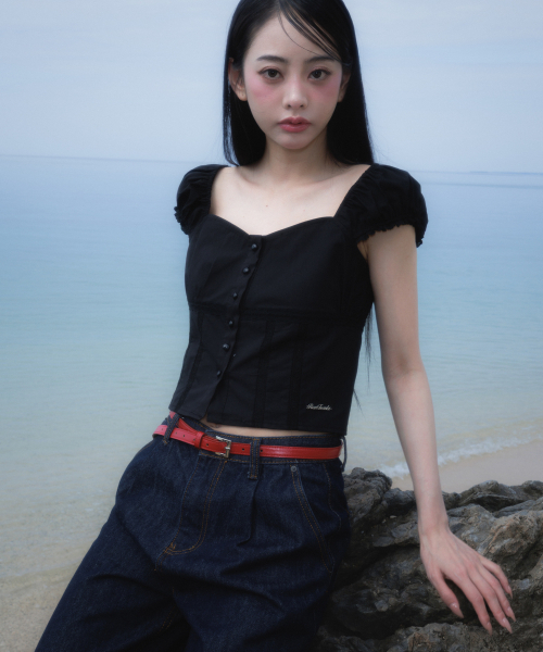 ROSEFRANTZ（ロゼフランツ）の「Lace Shirring Crop Blouse [Black]（シャツ/ブラウス・レディース・ブラック・SMALL/MEDIUM）」の9枚目の写真