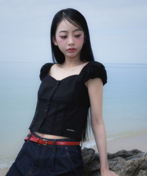 ROSEFRANTZ（ロゼフランツ）の「Lace Shirring Crop Blouse [Black]（シャツ/ブラウス・レディース・ブラック・SMALL/MEDIUM）」の10枚目の写真