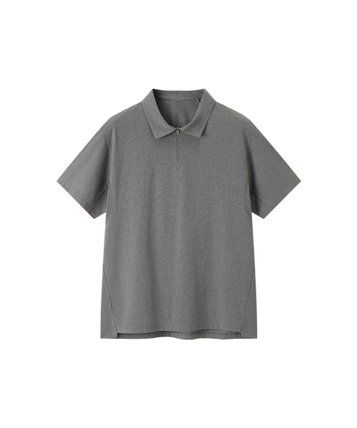 BUTTON SEOUL(ボタンソウル)の「エアテックハーフジップショートスリーブ(3カラー)(Tシャツ/カットソー・メンズ・ブラック/ホワイト/グレー・SMALL/MEDIUM/LARGE/X-LARGE)」の3枚目の写真