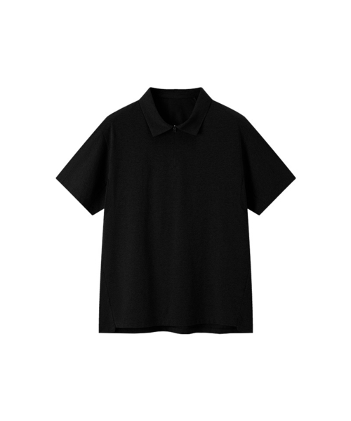 BUTTON SEOUL(ボタンソウル)の「エアテックハーフジップショートスリーブ(3カラー)(Tシャツ/カットソー・メンズ・ブラック/ホワイト/グレー・SMALL/MEDIUM/LARGE/X-LARGE)」の2枚目の写真