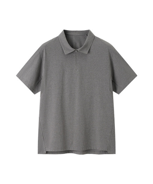 BUTTON SEOUL(ボタンソウル)の「エアテックハーフジップショートスリーブ(3カラー)(Tシャツ/カットソー・メンズ・ブラック/ホワイト/グレー・SMALL/MEDIUM/LARGE/X-LARGE)」の5枚目の写真