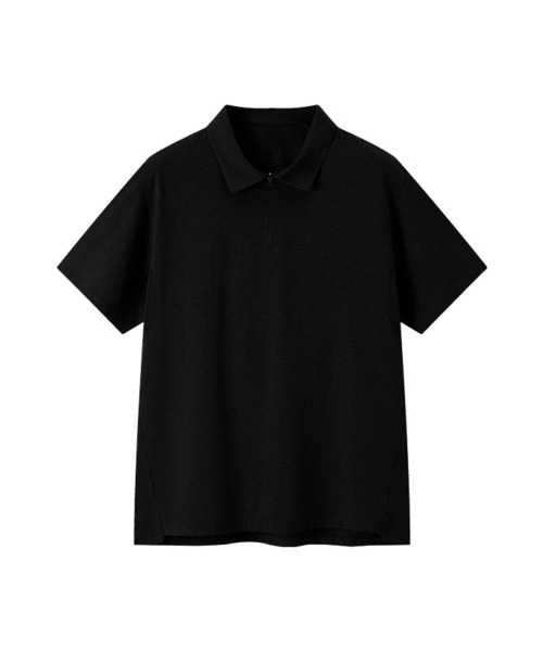 BUTTON SEOUL(ボタンソウル)の「エアテックハーフジップショートスリーブ(3カラー)(Tシャツ/カットソー・メンズ・ブラック/ホワイト/グレー・SMALL/MEDIUM/LARGE/X-LARGE)」の6枚目の写真