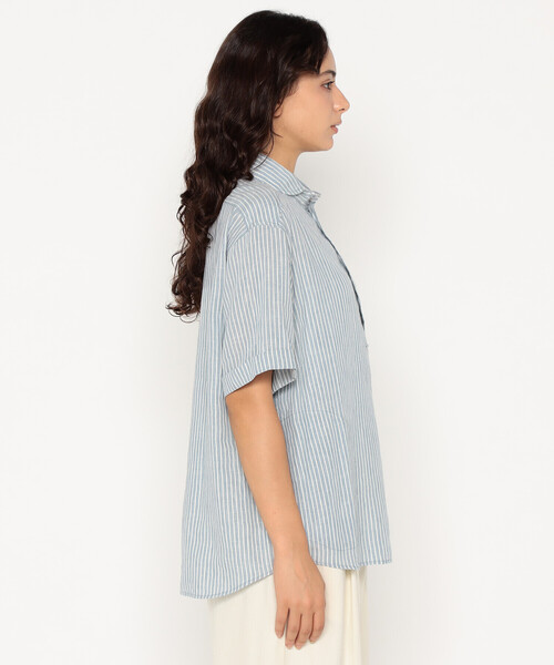 DANTON（ダントン）の「Women's Linen Round Collar Short Sleeve Pullover Shirt Pattern（シャツ/ブラウス・レディース・ピンク系その他/ブルー系その他・38/36/34）」の6枚目の写真