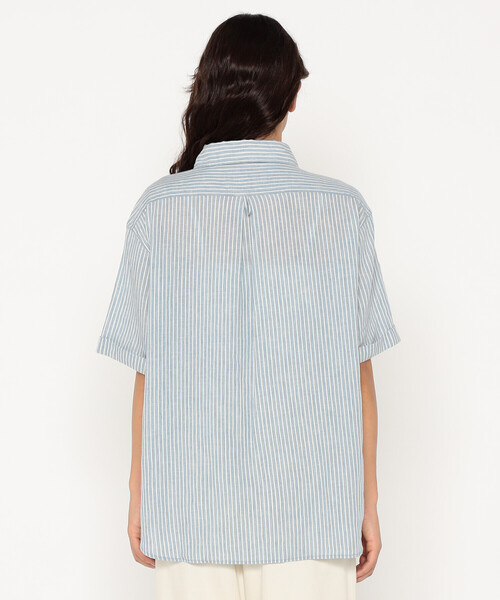 DANTON（ダントン）の「Women's Linen Round Collar Short Sleeve Pullover Shirt Pattern（シャツ/ブラウス・レディース・ピンク系その他/ブルー系その他・38/36/34）」の8枚目の写真
