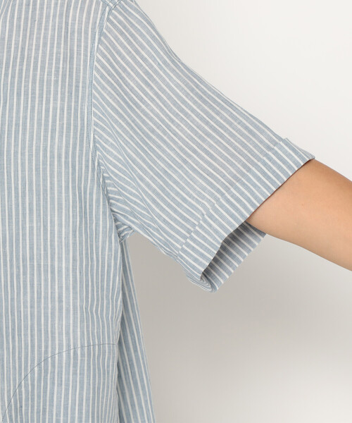 DANTON（ダントン）の「Women's Linen Round Collar Short Sleeve Pullover Shirt Pattern（シャツ/ブラウス・レディース・ピンク系その他/ブルー系その他・38/36/34）」の12枚目の写真