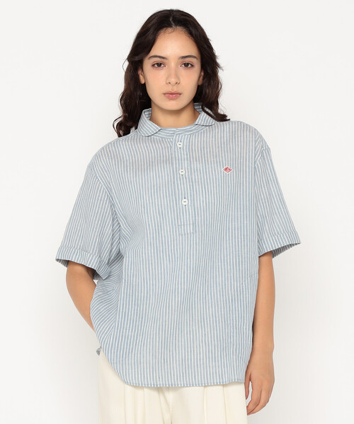 DANTON（ダントン）の「Women's Linen Round Collar Short Sleeve Pullover Shirt Pattern（シャツ/ブラウス・レディース・ピンク系その他/ブルー系その他・38/36/34）」の15枚目の写真