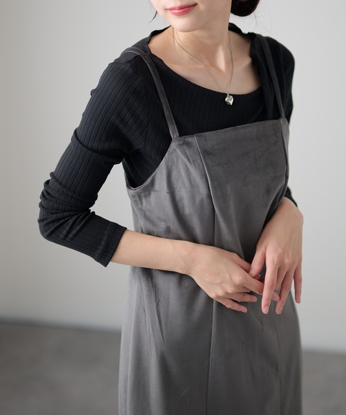 DAYRA(デイラ)の「ドレープネック アシンメトリー 長袖 リブ トップス(Tシャツ/カットソー・レディース・チャコールグレー/グリーン/ブラック・FREE/S)」の5枚目の写真