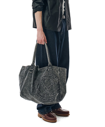 SECONDMONO（セカンドモノローグ）の「Washed Cotton Applique Tote Bag [CHARCOAL]_SEAC013CHARCOAL（Tシャツ/カットソー）」