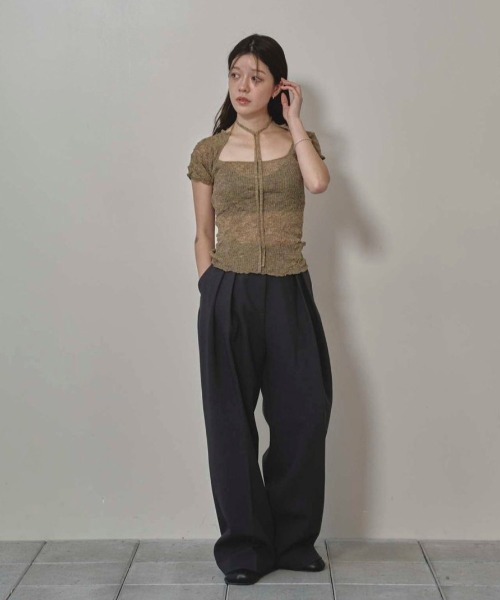 TODAYFUL(トゥデイフル)の「2way Sheer Knittops(Tシャツ/カットソー・レディース・オリーブ/アイボリー/ブルー系その他・FREE)」の6枚目の写真