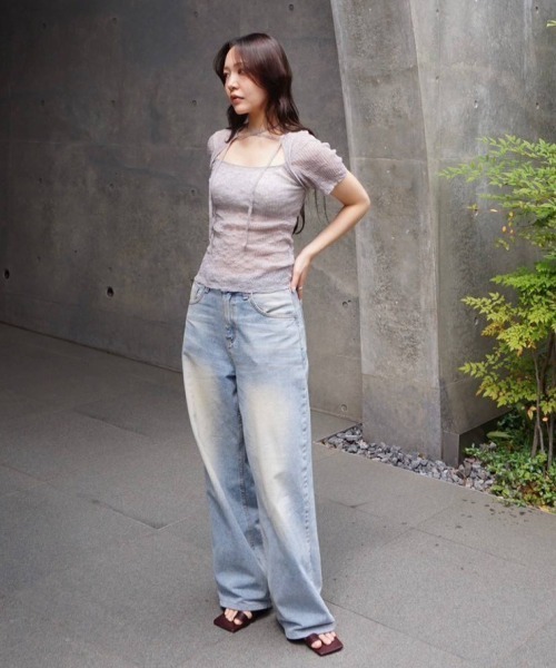 TODAYFUL(トゥデイフル)の「2way Sheer Knittops(Tシャツ/カットソー・レディース・オリーブ/アイボリー/ブルー系その他・FREE)」の7枚目の写真