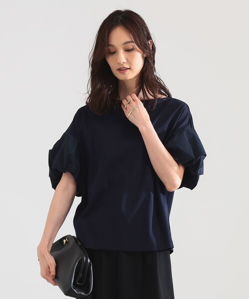 Demi-Luxe BEAMS(デミルクス ビームス)の「タフタ バルーン スリーブ プルオーバー(Tシャツ/カットソー・レディース・グリーン系その他5/ネイビー/ベージュ・ONE SIZE)」の3枚目の写真