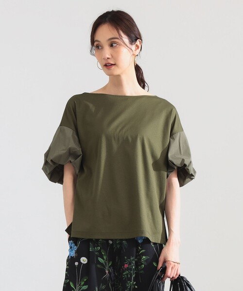 Demi-Luxe BEAMS(デミルクス ビームス)の「タフタ バルーン スリーブ プルオーバー(Tシャツ/カットソー・レディース・グリーン系その他5/ネイビー/ベージュ・ONE SIZE)」の2枚目の写真