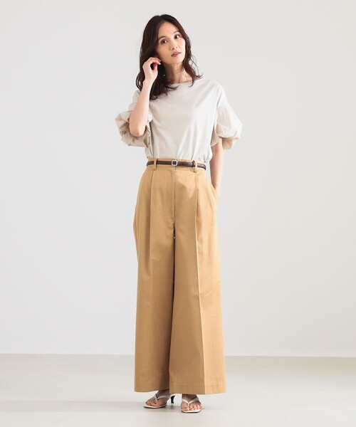 Demi-Luxe BEAMS(デミルクス ビームス)の「タフタ バルーン スリーブ プルオーバー(Tシャツ/カットソー・レディース・グリーン系その他5/ネイビー/ベージュ・ONE SIZE)」の6枚目の写真