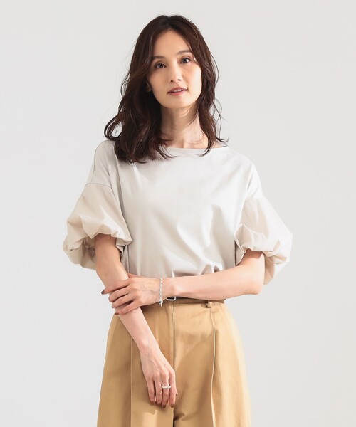 Demi-Luxe BEAMS(デミルクス ビームス)の「タフタ バルーン スリーブ プルオーバー(Tシャツ/カットソー・レディース・グリーン系その他5/ネイビー/ベージュ・ONE SIZE)」の7枚目の写真