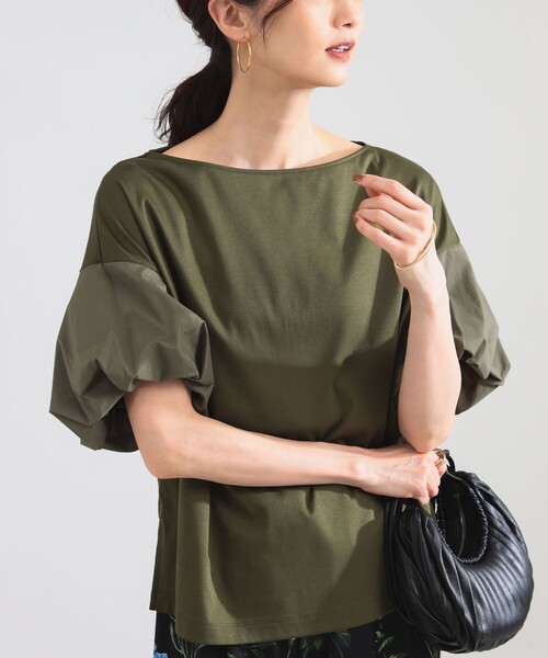 Demi-Luxe BEAMS(デミルクス ビームス)の「タフタ バルーン スリーブ プルオーバー(Tシャツ/カットソー・レディース・グリーン系その他5/ネイビー/ベージュ・ONE SIZE)」の12枚目の写真
