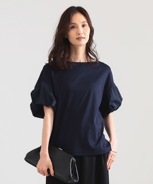 Demi-Luxe BEAMS(デミルクス ビームス)の「タフタ バルーン スリーブ プルオーバー(Tシャツ/カットソー・レディース・グリーン系その他5/ネイビー/ベージュ・ONE SIZE)」の16枚目の写真
