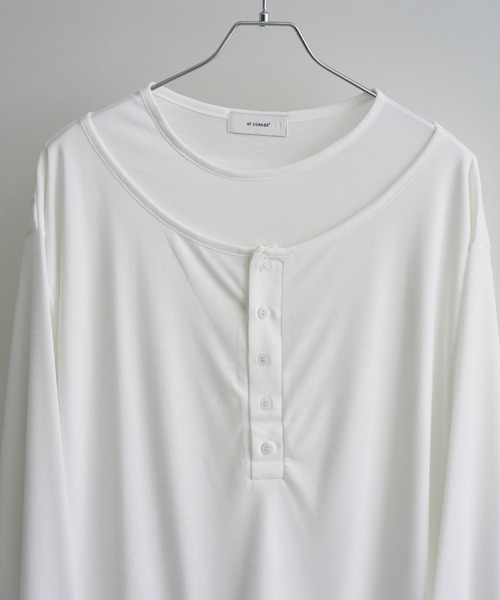 Art re A select（アトリエセレクト）の「【MADE IN KOREA】フェイクレイヤードヘンリーネックロンT（Tシャツ/カットソー・メンズ・ブラック/アイボリー・FREE）」の3枚目の写真