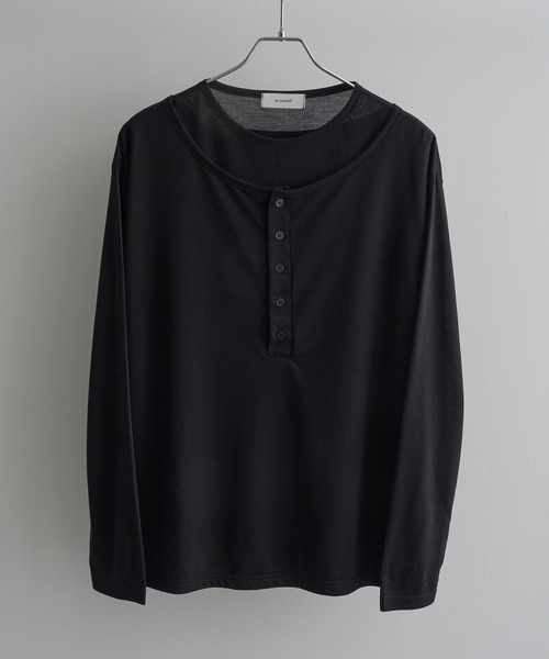 Art re A select（アトリエセレクト）の「【MADE IN KOREA】フェイクレイヤードヘンリーネックロンT（Tシャツ/カットソー・メンズ・ブラック/アイボリー・FREE）」の8枚目の写真