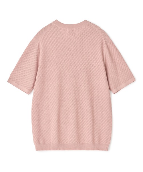 MEN'S BIGI(メンズビギ)の「ハイゲージジャカード 薄手モックネックサマーニット<持続冷感>(Tシャツ/カットソー・メンズ・オフホワイト/ピンク/ネイビー/ターコイズブルー・04/01/03/02)」の7枚目の写真