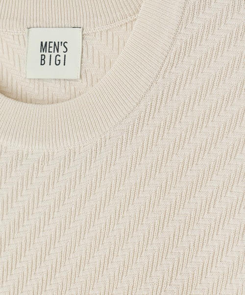 MEN'S BIGI(メンズビギ)の「ハイゲージジャカード 薄手モックネックサマーニット<持続冷感>(Tシャツ/カットソー・メンズ・オフホワイト/ピンク/ネイビー/ターコイズブルー・04/01/03/02)」の22枚目の写真