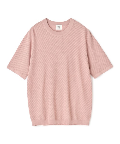MEN'S BIGI(メンズビギ)の「ハイゲージジャカード 薄手モックネックサマーニット<持続冷感>(Tシャツ/カットソー・メンズ・オフホワイト/ピンク/ネイビー/ターコイズブルー・04/01/03/02)」の16枚目の写真