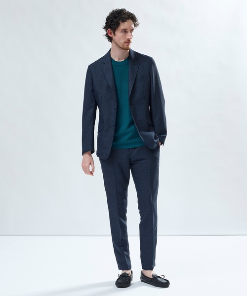 MEN'S BIGI(メンズビギ)の「ハイゲージジャカード 薄手モックネックサマーニット<持続冷感>(Tシャツ/カットソー・メンズ・オフホワイト/ピンク/ネイビー/ターコイズブルー・04/01/03/02)」の14枚目の写真