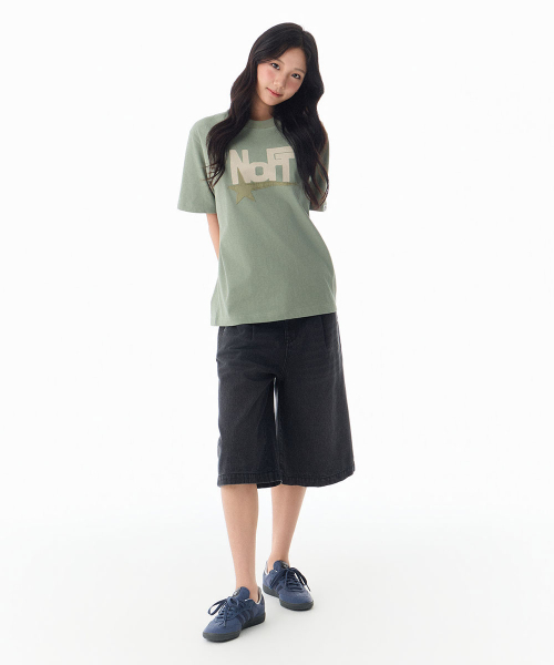 NOT ONLY FOR TODAY（ノットオンリーフォートゥデイ）の「スターノフト刺繍半袖Tシャツ [オリーブ]（Tシャツ/カットソー・レディース・その他・SMALL/MEDIUM/LARGE/X-LARGE）」の6枚目の写真