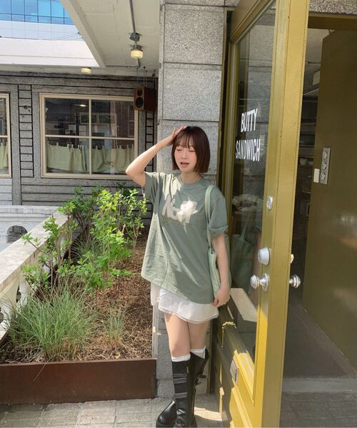 NOT ONLY FOR TODAY（ノットオンリーフォートゥデイ）の「スターノフト刺繍半袖Tシャツ [オリーブ]（Tシャツ/カットソー・レディース・その他・SMALL/MEDIUM/LARGE/X-LARGE）」の9枚目の写真