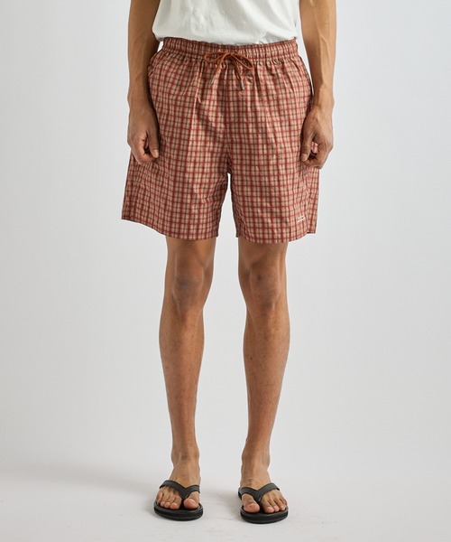 Saturdays NYC(サタデーズ ニューヨークシティ )の「Timothy Check Swim Short(その他パンツ・メンズ・グリーン/レンガ・S/M/L)」の2枚目の写真