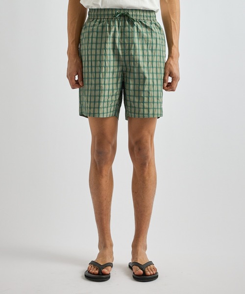 Saturdays NYC(サタデーズ ニューヨークシティ )の「Timothy Check Swim Short(その他パンツ・メンズ・グリーン/レンガ・S/M/L)」の1枚目の写真