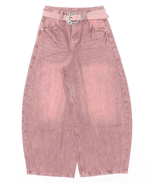CECIL McBEE(セシルマクビー)の「ベルト付きカーブカラーデニムパンツ(デニムパンツ・レディース・ピンク/イエロー・61/64)」の1枚目の写真