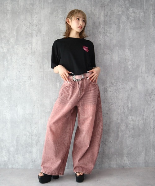 CECIL McBEE(セシルマクビー)の「ベルト付きカーブカラーデニムパンツ(デニムパンツ・レディース・ピンク/イエロー・61/64)」の8枚目の写真