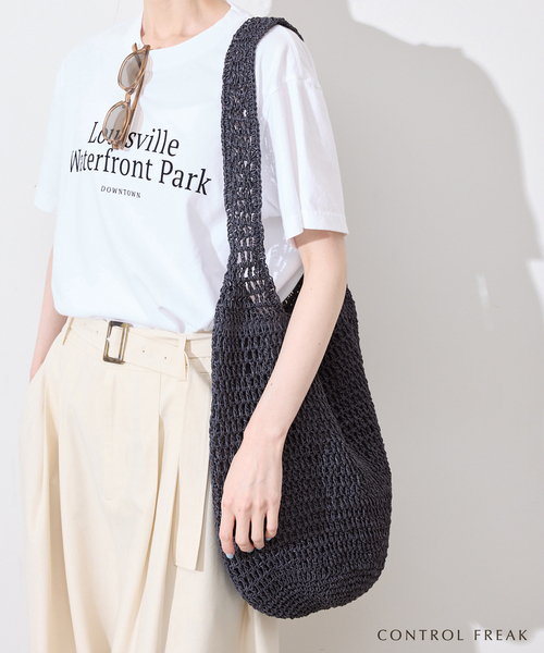CONTROL FREAK / CTFK（コントロールフリーク）の「《追加》CONTROL FREAK ペーパークロッシェバッグ 254-121501（ショルダーバッグ・レディース・チャコールグレー/ベージュ・FREE）」の5枚目の写真