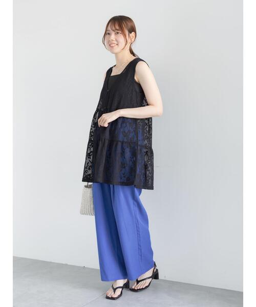 Te chichi（テチチ）の「前後2WAYレースレイヤードチュニックベスト（チュニック・レディース・ブラック/ブラウン/オフホワイト・F）」の8枚目の写真