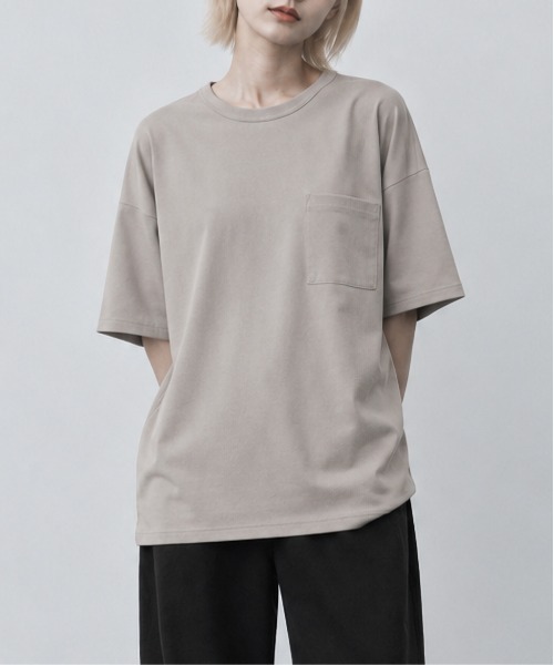 sunny branch(サニーブランチ)の「★Bd★梨地 ビッグシルエット クルーネックTシャツ(Tシャツ/カットソー・レディース・ブルー/グレー系/ブラック・LARGE/MEDIUM)」の3枚目の写真