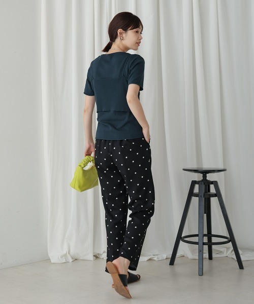 Bou Jeloud(ブージュルード)の「ニットTシャツ&キャミセット(Tシャツ/カットソー・レディース・ベージュ/グリーン/ブラウン・MEDIUM)」の5枚目の写真