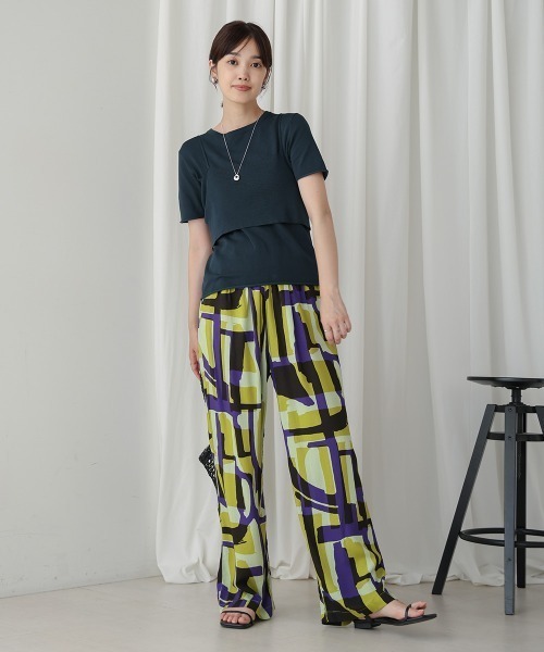 Bou Jeloud(ブージュルード)の「ニットTシャツ&キャミセット(Tシャツ/カットソー・レディース・ベージュ/グリーン/ブラウン・MEDIUM)」の6枚目の写真