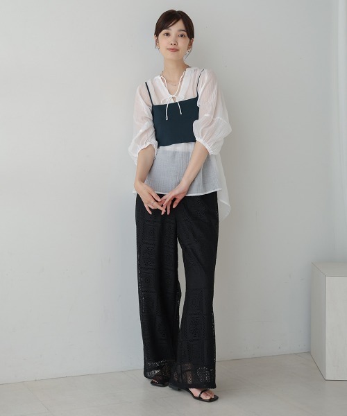 Bou Jeloud(ブージュルード)の「ニットTシャツ&キャミセット(Tシャツ/カットソー・レディース・ベージュ/グリーン/ブラウン・MEDIUM)」の11枚目の写真