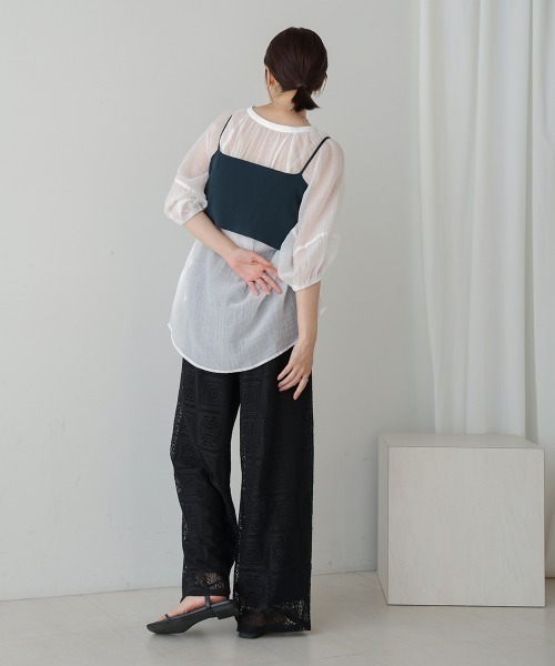 Bou Jeloud(ブージュルード)の「ニットTシャツ&キャミセット(Tシャツ/カットソー・レディース・ベージュ/グリーン/ブラウン・MEDIUM)」の14枚目の写真