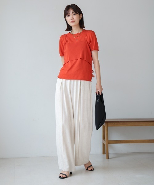 Bou Jeloud(ブージュルード)の「ニットTシャツ&キャミセット(Tシャツ/カットソー・レディース・ベージュ/グリーン/ブラウン・MEDIUM)」の16枚目の写真