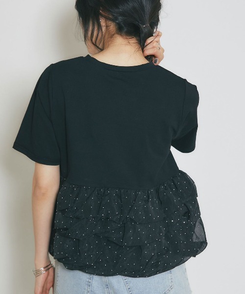 CHUL（チュル）の「ドット切替ペプラムトップス（その他トップス・レディース・ホワイト/ブラック・X-LARGE/LARGE/MEDIUM）」の3枚目の写真
