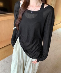 ゆるっと着こなす大人カジュアル♪透け感トップス&タンクセット