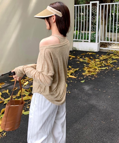 2ly2(トゥーリートゥー)の「ゆるっと着こなす大人カジュアル♪透け感トップス&タンクセット(Tシャツ/カットソー・レディース・ホワイト/ブラック/ベージュ・FREE)」の20枚目の写真