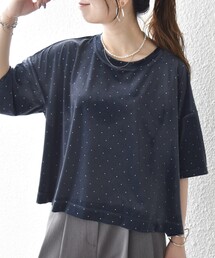 SHIPS any:〈洗濯機可能〉ポリエステルベロア ラメ ドット ワイド カットソー