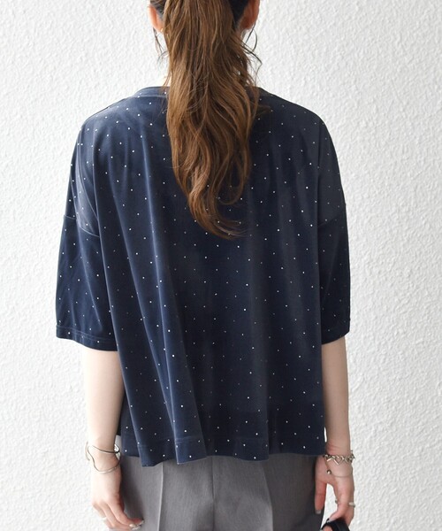 SHIPS any(シップス エニィ)の「SHIPS any:〈洗濯機可能〉ポリエステルベロア ラメ ドット ワイド カットソー(Tシャツ/カットソー・レディース・ネイビー/ベージュ・ONE SIZE)」の14枚目の写真
