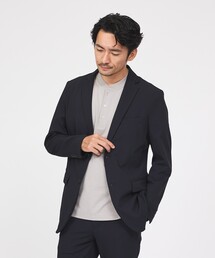 ABAHOUSE GRAY | 【接触冷感/セットアップ対応】ナイロンジャガード ストレッチ シングルジャケット(テーラードジャケット)